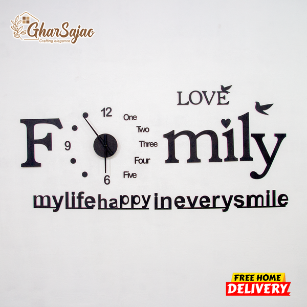 We are Family Clock with White Dial