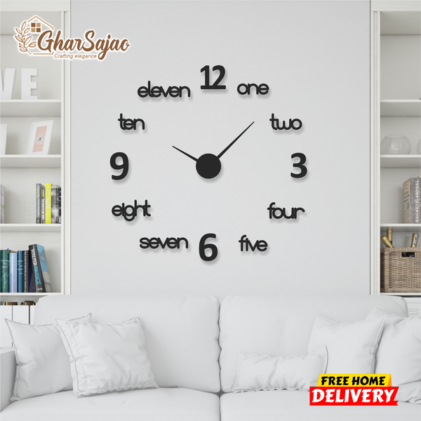 LARGE SIZE WOODEN DIY CLOCK WITH 12 INCHES NEEDLES