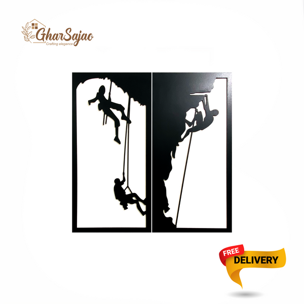 Set of 2 Frame Hang Man Mountain Hanging Couple